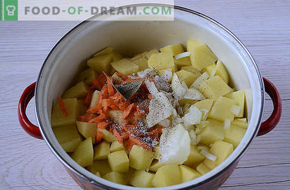Klassikaline retsept kartulite puhul, mis on konserveeritud liha: Nõukogude riigi köögi maitse. Kuidas valmistada hõrgutisi banaalseid kartuleid: samm-sammult fotodega retsepti