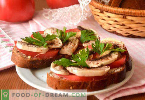 Parimad retseptid on tomati võileivad. Kuidas kiiresti ja maitsev valmistada võileibu tomatitega.