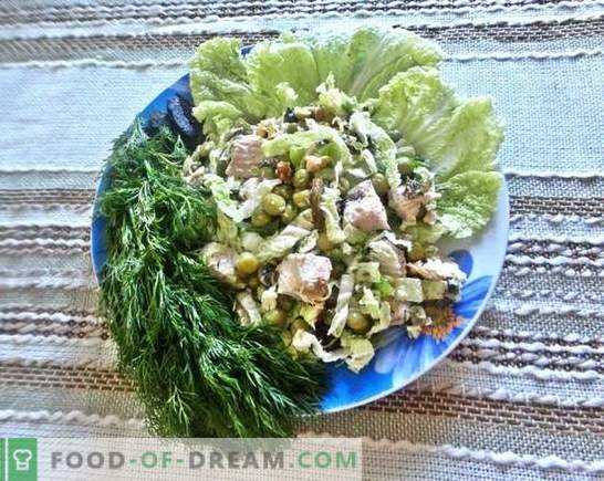 Rinnaga salat: fotodega retsept. Rinnaga, ploomi, juustu ja hiina kapsaga hämmastava salati samm-sammuline kirjeldus