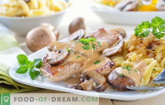 Sealiha kartulite ja seentega: praetud, küpsetatud, hautatud. Huvitavad variatsioonid toiduvalmistamiseks kartulite sealiha ja seentega
