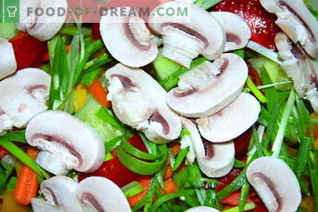 Salades aux champignons - les meilleures recettes. Comment cuire correctement et savourer des salades de champignons.