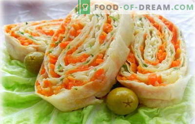 Lavash roll with Korean carrots - simple, tasty, healthy. Variants of fillings for pita bread rolls with Korean carrots