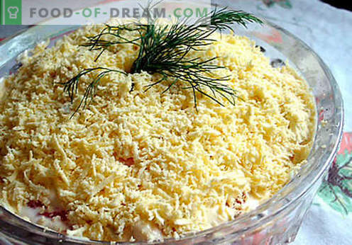 Sulatatud juustuga salat - parim valik. Kuidas korralikult ja maitsvat keedetud salat sulatatud juustuga.