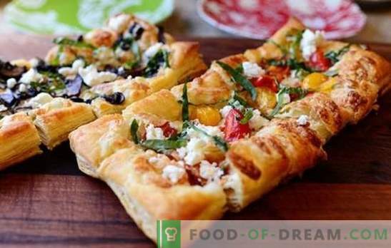 Puff-kondiitritoote pizza retsept - õrn avatud kook ilma probleemideta. Puuvillast pitsad - lihtsad ja keerulised retseptid igale maitsele