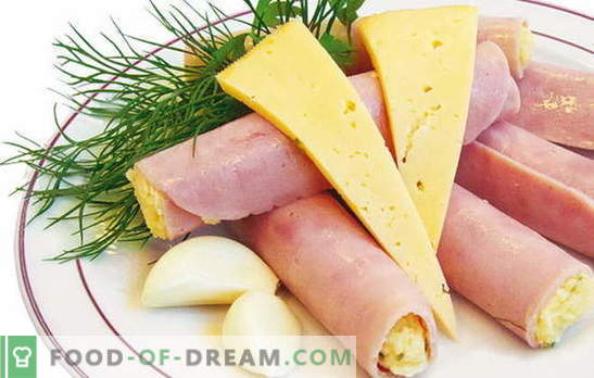 Söögiks süüa, juustu ja küüslauguga? Retseptid rullivad sinki, juustu ja küüslauguga: vabastage oma kujutlusvõime!