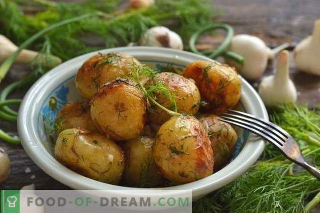 Uued kartulid, mis on praetud pannil