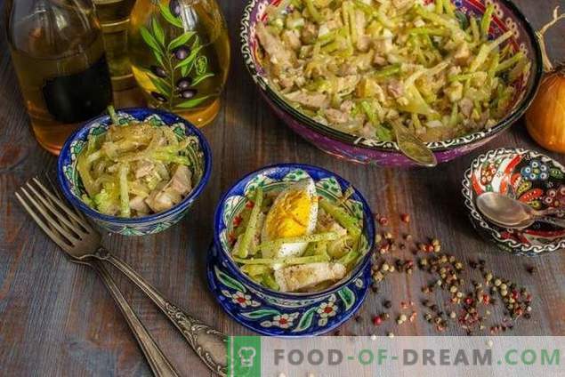 Vürtsikas Usbekistan salat liha ja rohelise redisega