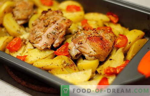 Kartuliga küpsetatud kana - parimad retseptid. Kuidas korralikult ja maitsev kokk küpsetatud kana kartuliga.