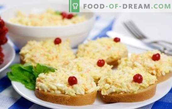 Kõige populaarsem eelroog on munad juustu ja küüslauguga. Retseptid mitmesuguste muna- ja juustunõude ja küüslaugu jaoks