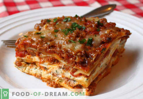 Classic Lasagna - õiged retseptid. Kuidas kiiresti ja maitsev kokk klassikaline lasagna.