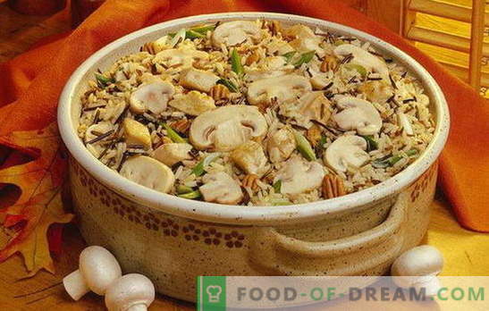 Pilaf seentega - aroomirünnak! Söögipulbrite valmistamine seentega: lahja, liha, kana, tatar, rosinad