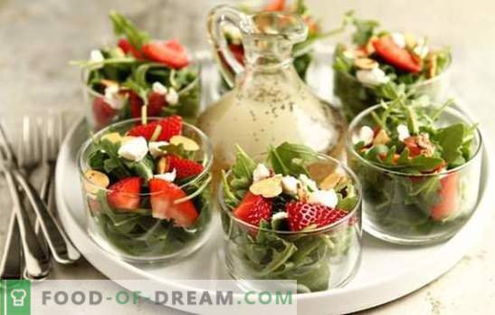 Salatid maasikate, puuviljade, köögiviljade, juustu, pähklite, seentega. Kuidas teha tervislikke ja maitsvaid maasika salateid?