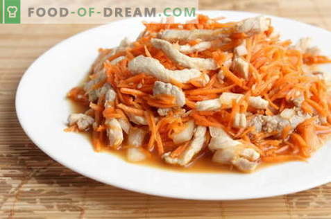 Korea salat kanaga - parimad retseptid. Kuidas õigesti ja maitsev valmistada salat kana ja korea porgandiga.