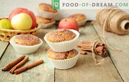 Muffinid õunadega - küpseta kiiresti, söönud koheselt! Lihtne retsept võid ja dieet muffinid koos õunad