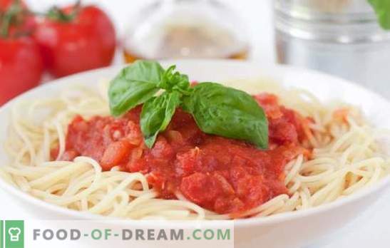Spagetitomatikastik on parim viis lihtsa tassi mitmekesistamiseks. Valik parimaid retsepte tomati spagetikastmega