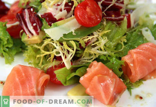 Salat koos lõhe ja tomatitega - õiged retseptid. Kiiresti ja maitsev salatit lõhe ja tomatitega.