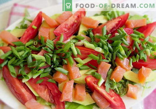 Salat koos lõhe ja tomatitega - õiged retseptid. Kiiresti ja maitsev salatit lõhe ja tomatitega.