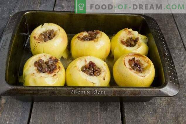 Küpsetatud õunad mee ja kuivatatud puuviljadega