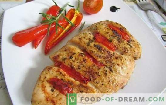 Chicken Breast with Tomatoes: Top 10 parimat autori retsepti. Fry, keedetakse, küpseta kana rinnaliha tomatitega