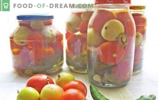 Punased ja rohelised tomatid õunaga õunte jaoks: aidake ennast! Retseptid konserveeritud, soolatud ja marineeritud tomatitele koos õunadega talveks