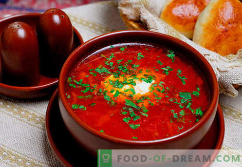 Borscht roheline, punane, lahja, Ukraina - parimad retseptid. Kuidas korralikult ja maitsev kokk supp ubade, seente, hapukoorega aeglases pliidis.