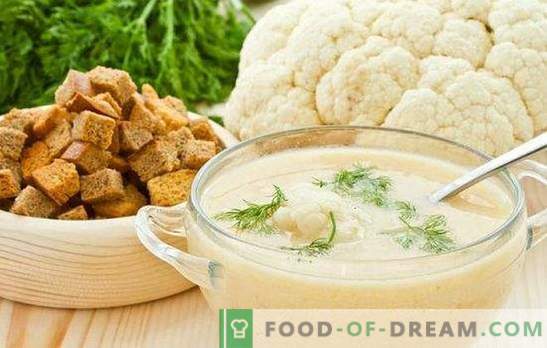 Lillkapsasipüree supp: toitumine ja pakkumine. Parimad retseptid lillkapsa püree supp juustu, liha, kala