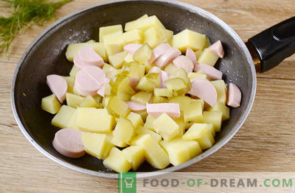 Keedetud kartulid munaga pannil - toitev roog 