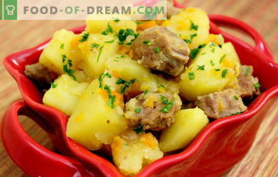 Hautatud kartulid sealihaga. Retseptid sealiha ja kartulite jaoks romantiliseks õhtusöögiks ja rikkalikuks lõunaks